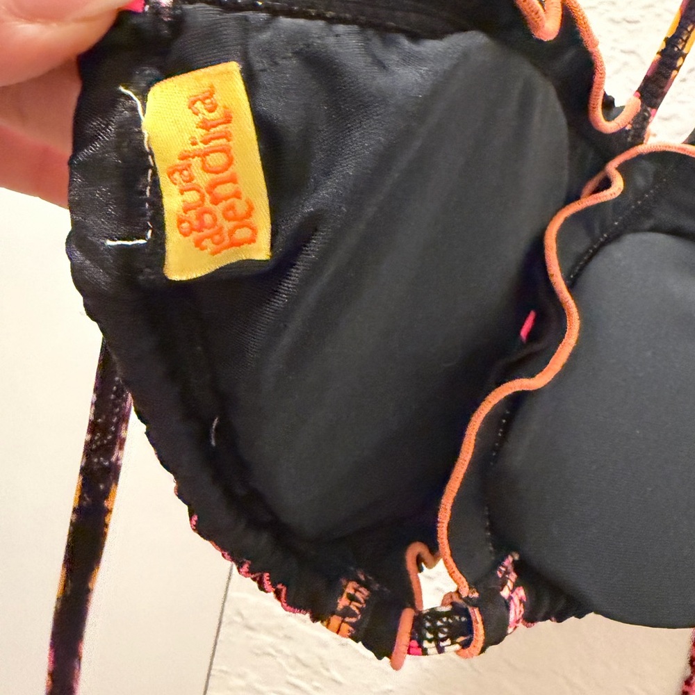 Agua Bendita Black Bikini Top with Neon Trim - Picture 2 of 3
